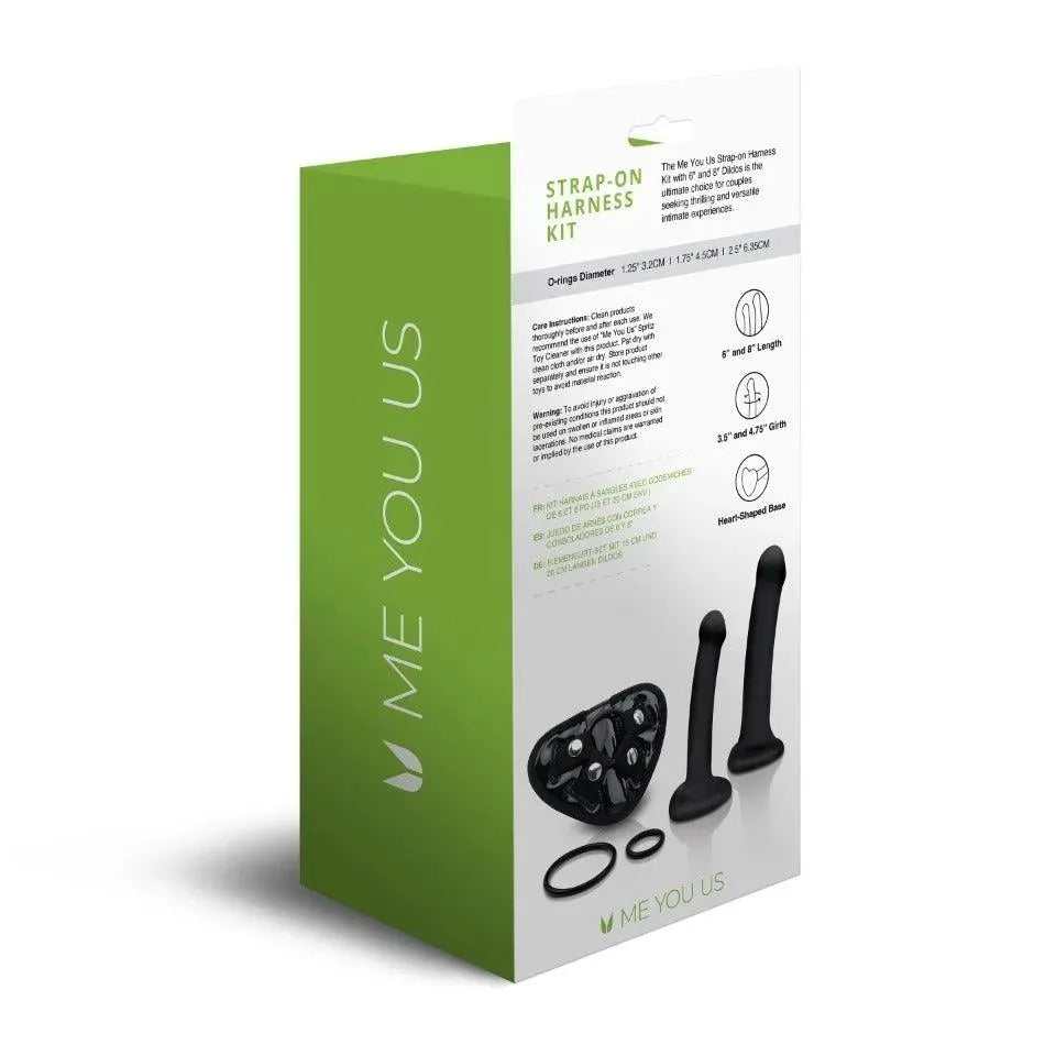 Me You Us Strap On Harness Kit With 6 And 8 Inch Dildos - Rapture Works