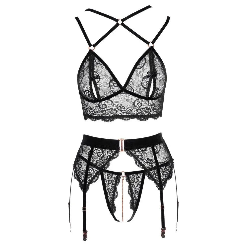 Abierta Fina Lacey Open Suspender Set - Rapture Works