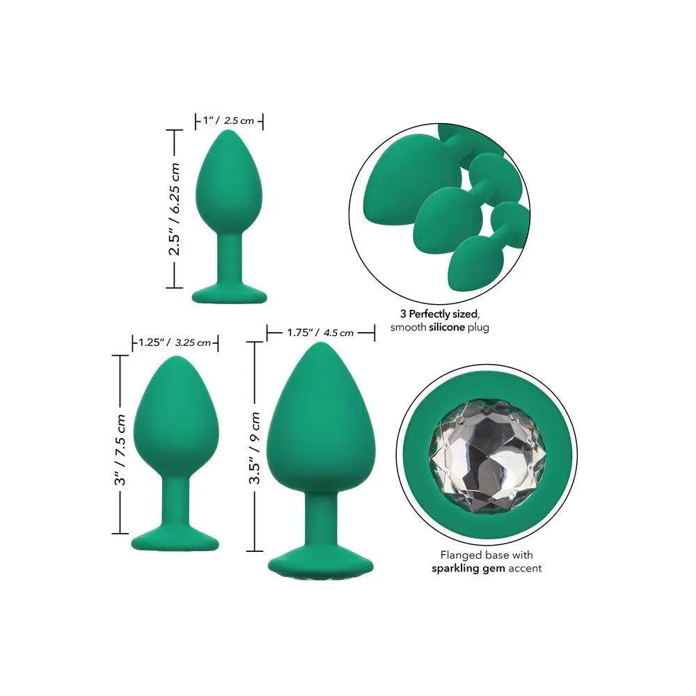 Cheeky Gems Butt Plugs 3 Piece Set Green - Rapture Works