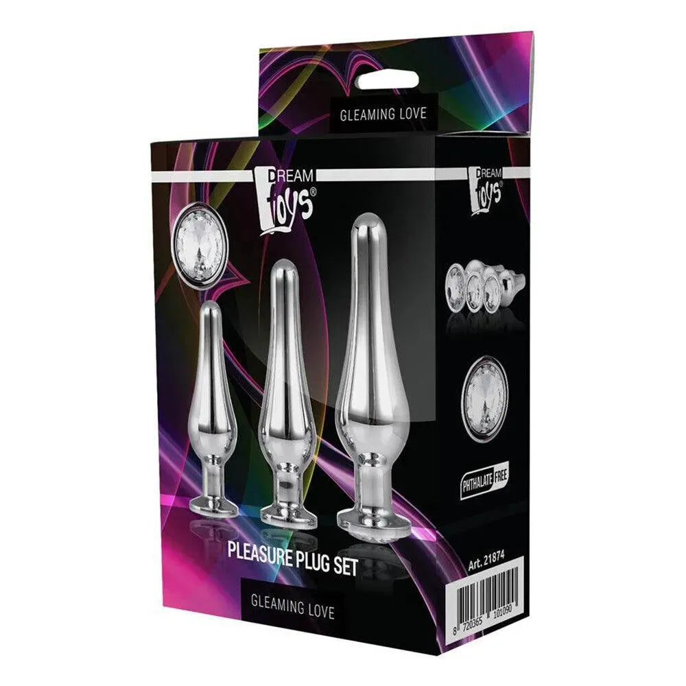 Gleaming Butt Plug Set Silver - Rapture Works