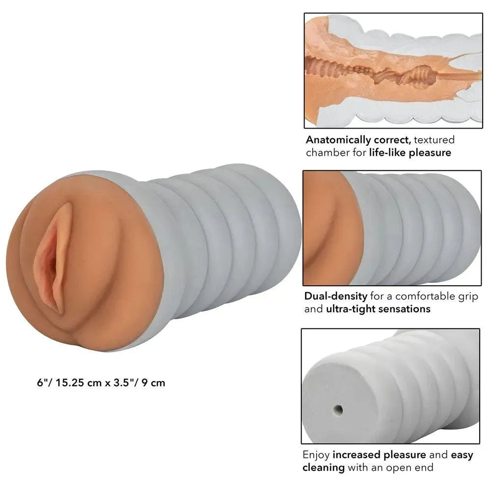 Gripper Ribbed Tight Pussy Brown Masturbator - Rapture Works