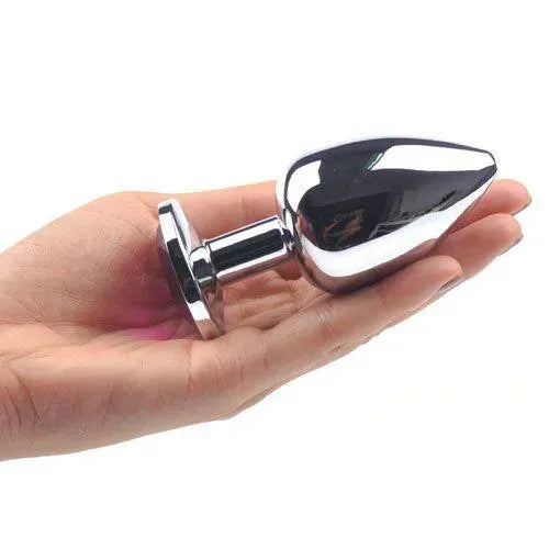 Large Metal Anal Plug With Clear Crystal - Rapture Works