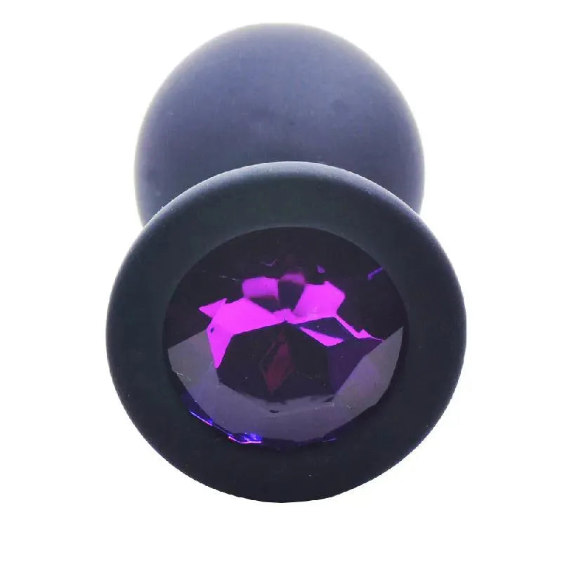 Medium Black Jewelled Silicone Butt Plug - Rapture Works