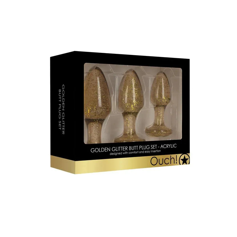 Ouch Golden Glitter Acrylic Butt Plug Set - Rapture Works