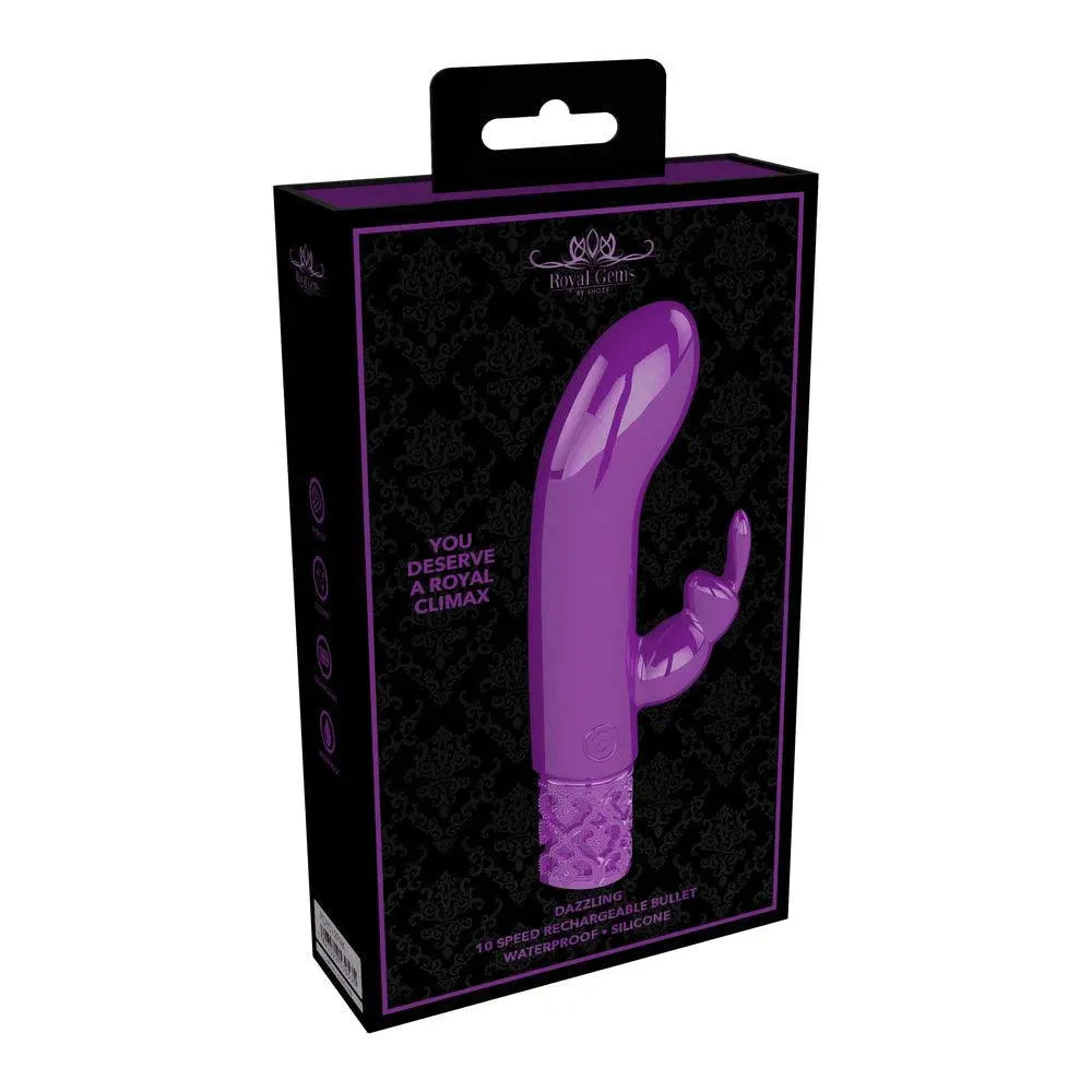 Royal Gems Dazzling Rechargeable Rabbit Bullet Purple - Rapture Works