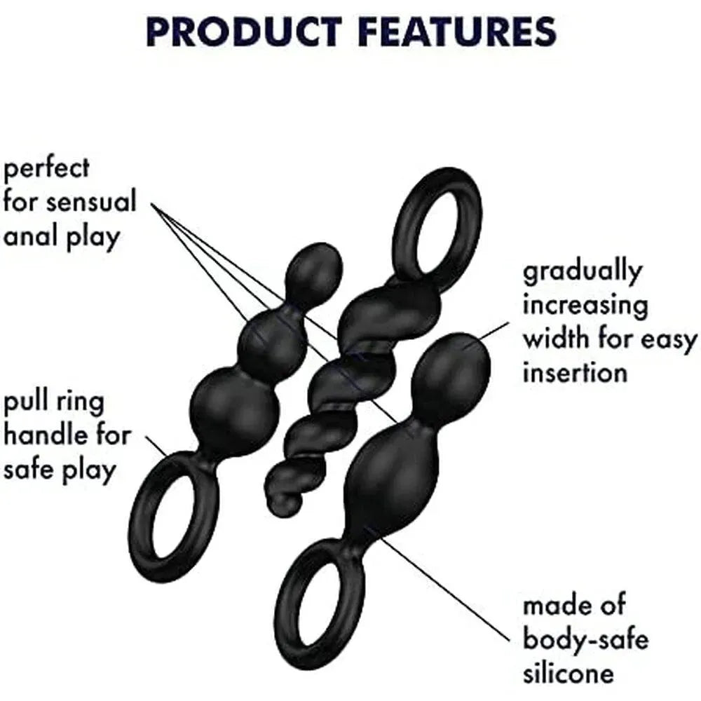 Satisfyer Booty Call Set Of 3 Black Anal Plugs - Rapture Works