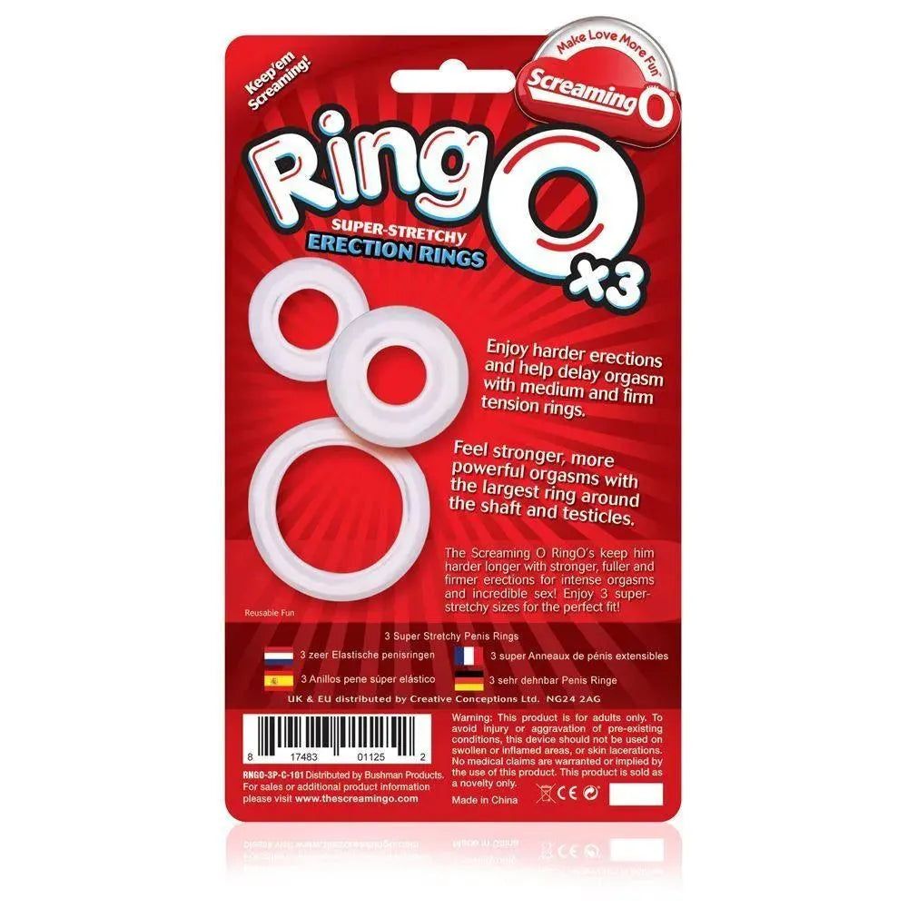 Screaming O RingO x3 Clear Cock Rings - Rapture Works