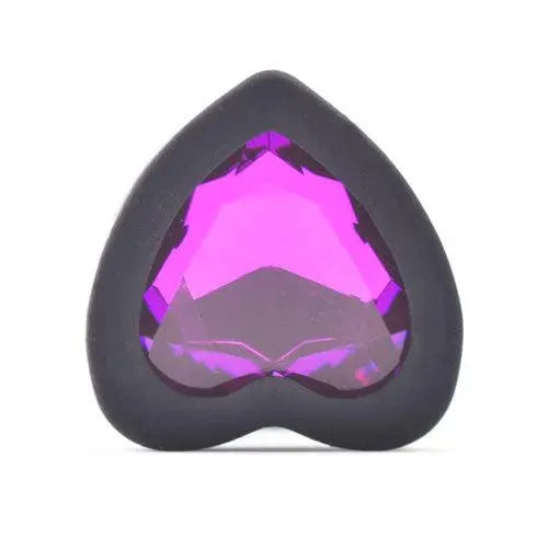 Small Heart Shaped Diamond Base Black Butt Plug - Rapture Works