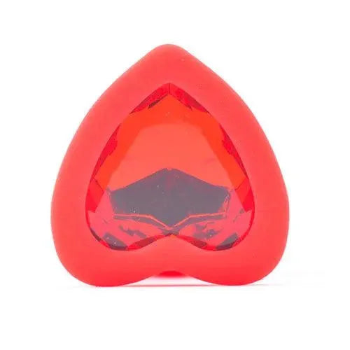 Small Heart Shaped Diamond Base Red Butt Plug - Rapture Works