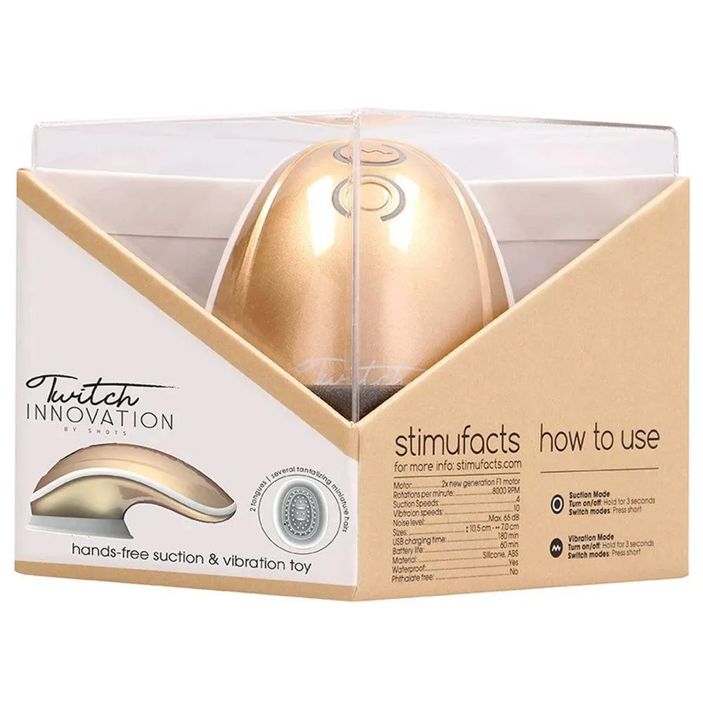 Twitch Gold Hands Free Suction And Vibration Toy - Rapture Works