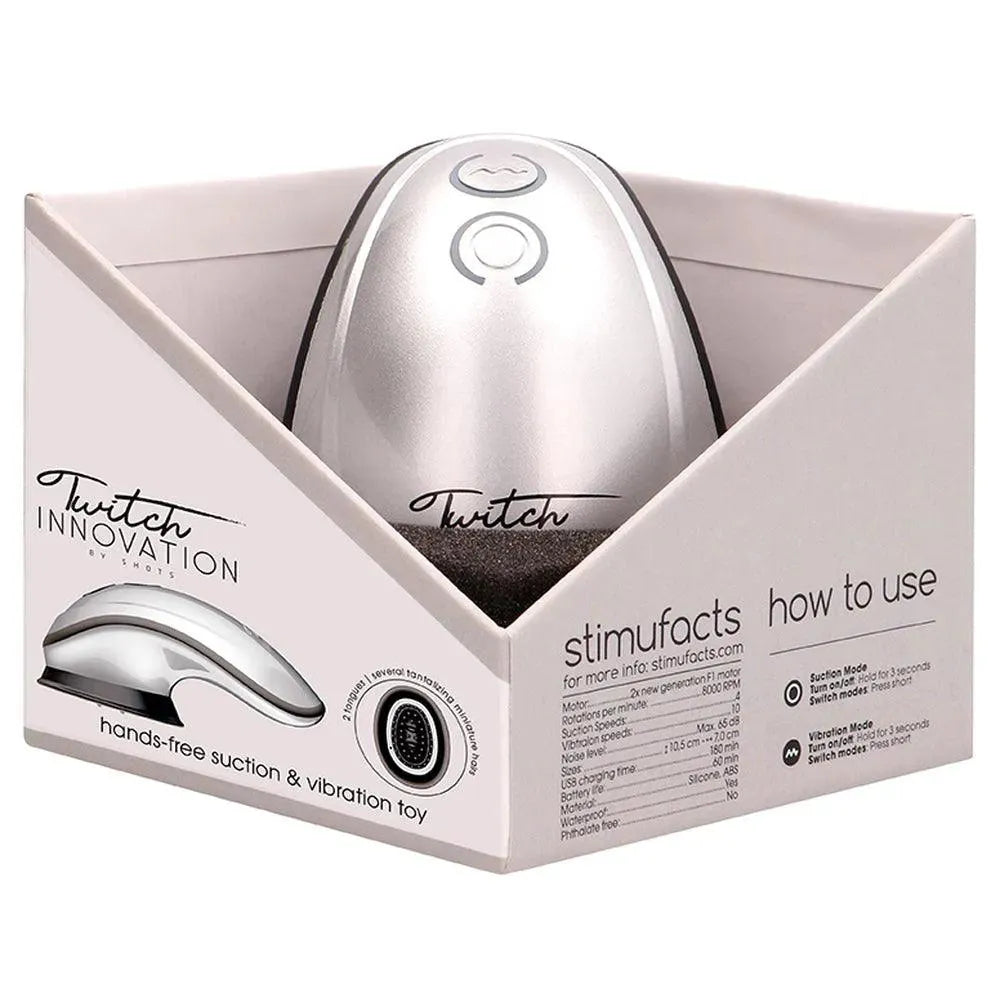Twitch Silver Hands Free Suction And Vibration Toy - Rapture Works