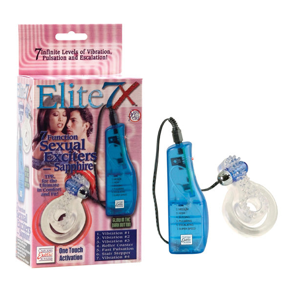 California Exotics Elite 7X™ 7 Function Sexual Exciters - Sapphire in Sapphire