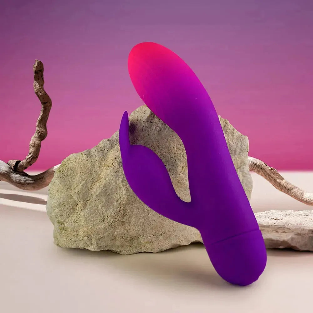 Rocks Off Glo-Girl - Dual Motor Silicone Rabbit, 6.7 Inches, Purple