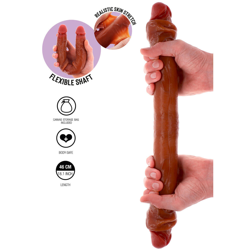 ToyJoy Foreskin Double Dong - 18 Inch Realistic Silicone, Movable Foreskin