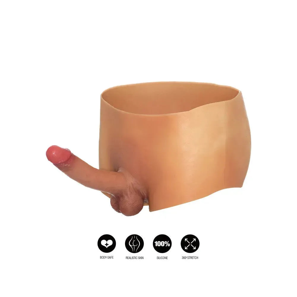 Hidden Desire Alter Ego Boxer Short - Flesh Pink Silicone Boxers with Erect Penis, Large Size