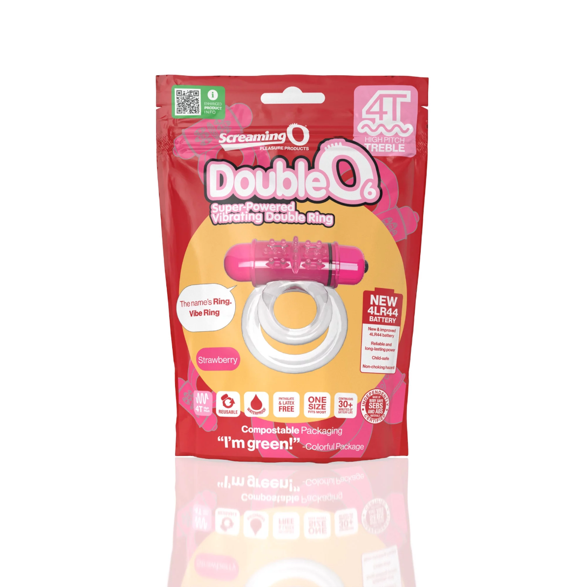 Screaming O 4T - Tickle &amp; Tease DoubleO 6 Vibrating Ring in Strawberry 
