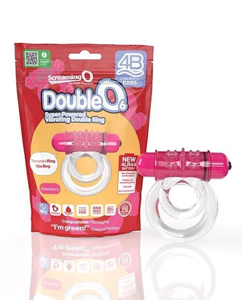 Screaming O 4B - Deep Rumbling DoubleO 6 Vibrating Ring in Strawberry – additional product view 