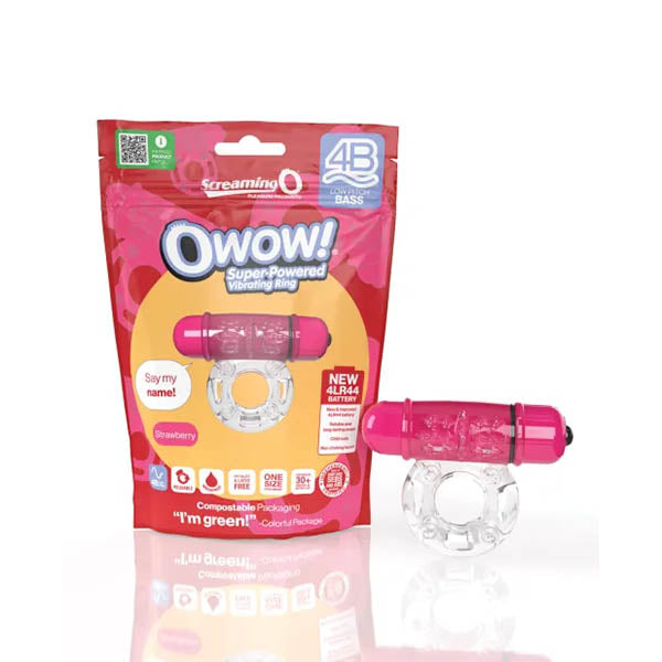 Screaming O 4B - Deep Rumbling OWow Vibrating Ring in Strawberry #Colour_Strawberry