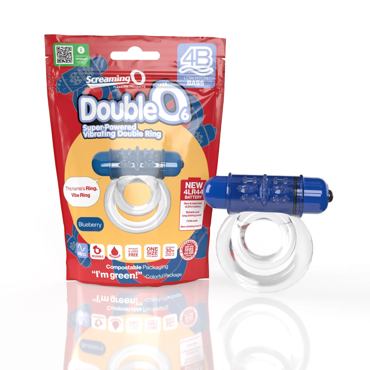 Screaming O 4B - Deep Rumbling DoubleO 6 Vibrating Ring in Blueberry – product detail view 