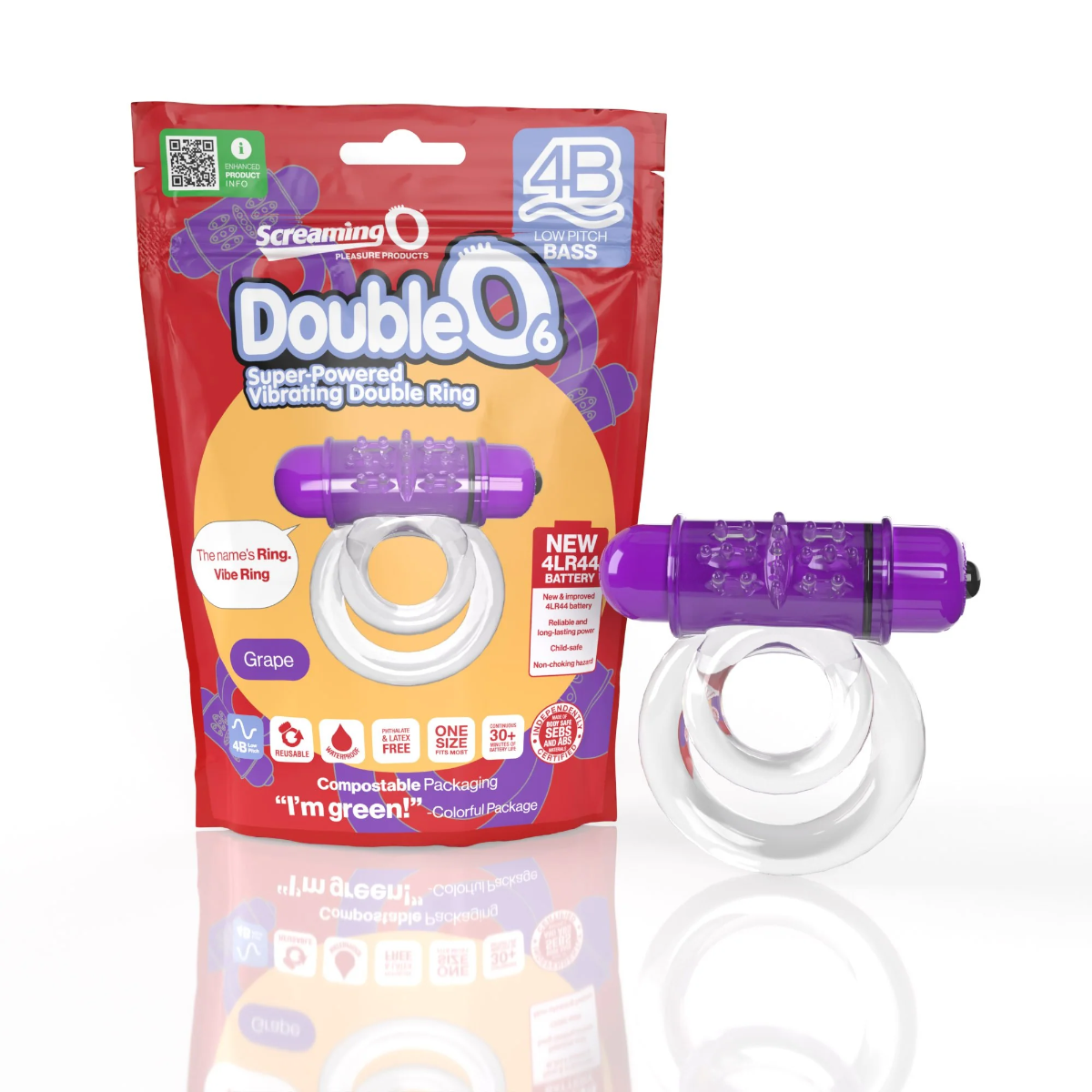 Screaming O 4B - Deep Rumbling DoubleO 6 Vibrating Ring in Grape – product detail view 