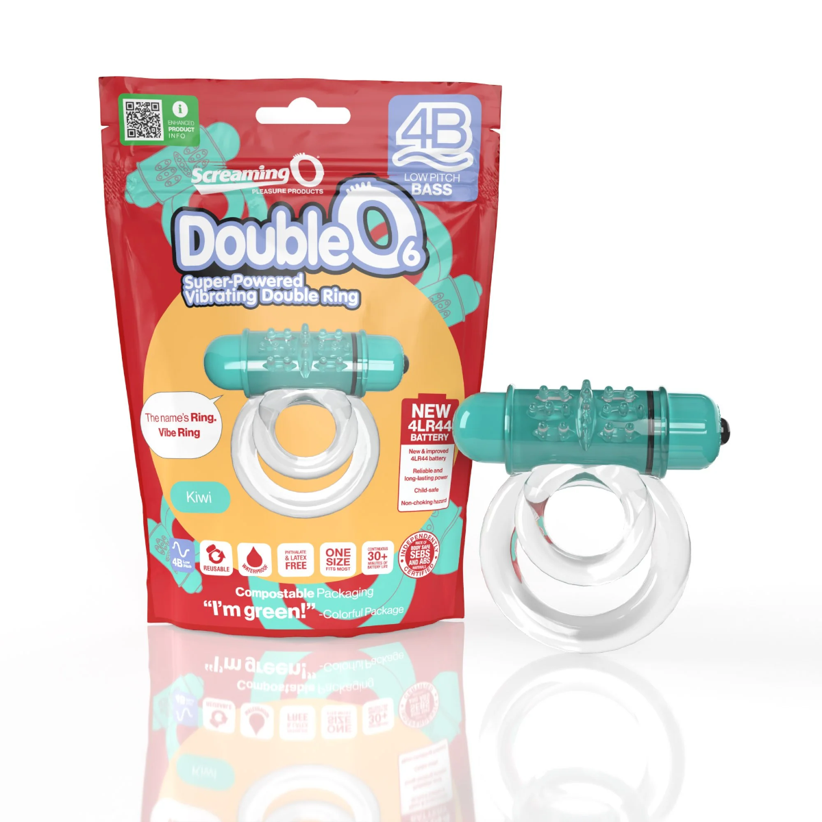Screaming O 4B - Deep Rumbling DoubleO 6 Vibrating Ring in Kiwi – product detail view 