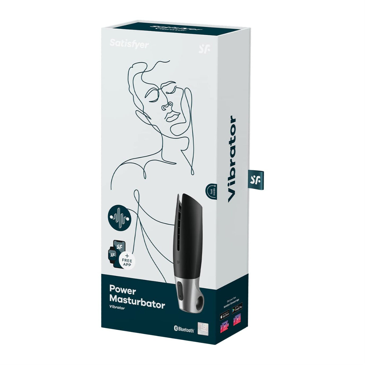 Satisfyer Power Masturbator Connect App in Black/Silver