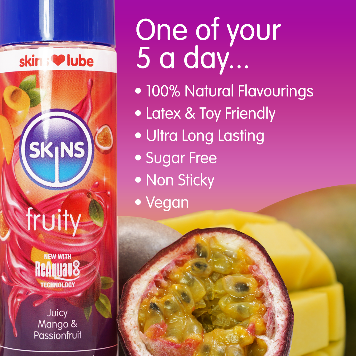 Fruity - Juicy Mango &amp; Passionfruit - 4.4 fl oz (130ml) – feature infographic