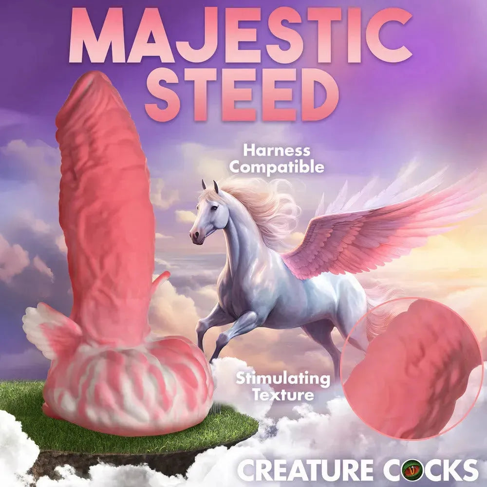 Majestic Steed Dildo – 8.5&quot; Fantasy Silicone with Suction Cup, Textured Wings &amp; Phallic Tip
