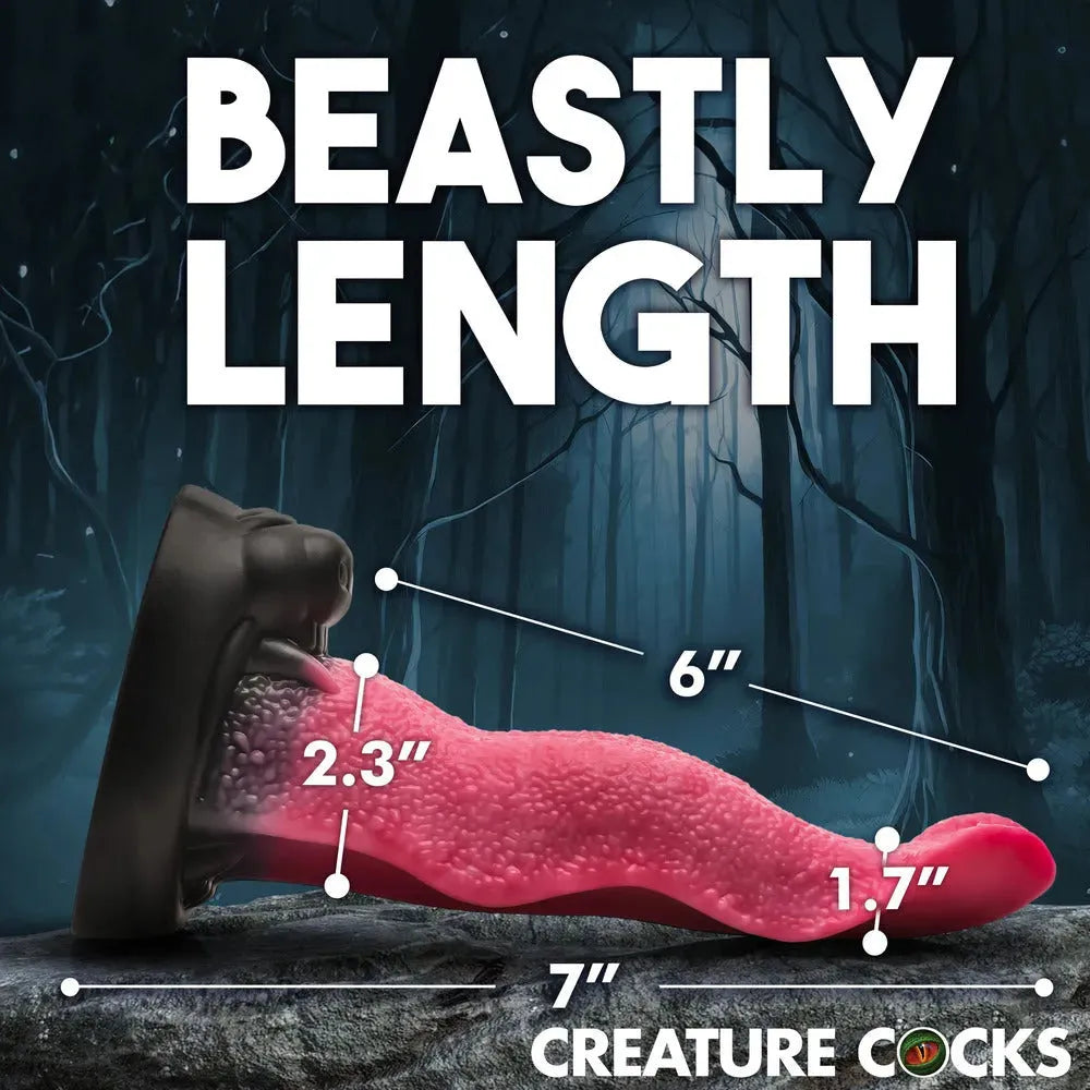 Wolf&#39;s Lick Fantasy Dong - Suction Cup &amp; Harness Compatible Silicone UK Size