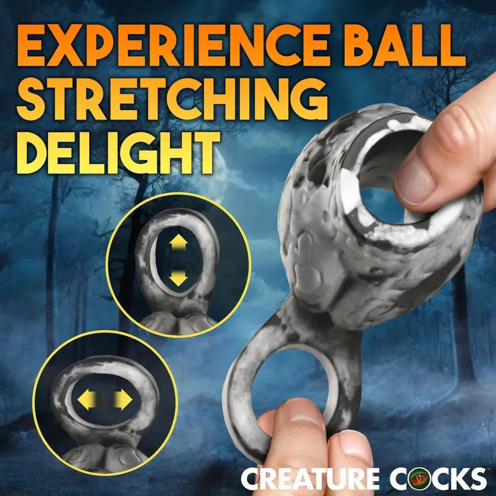 Creature Cocks Night Prowler - Silver Wolf Fantasy Sheath &amp; Ball Stretcher, Adds Girth &amp; Unique Texture