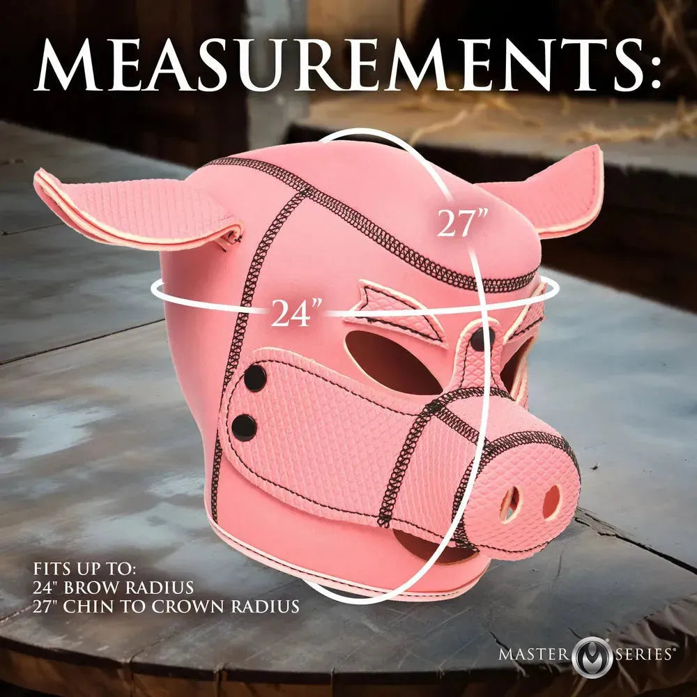 Master Series Swine Hood – Pink Neoprene Pig Mask with Removable Muzzle for Fantasy Roleplay