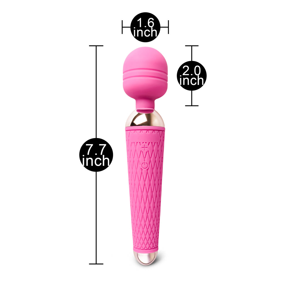 10 Speed Rechargeable Magic Wand - Pink Silicone, Firm Head, USB Powered, 7.5 Inch UK Size