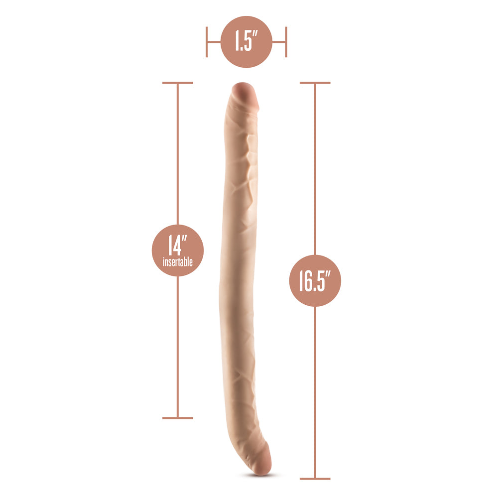 Dr Skin Posable Double Dong - 16.5 Inch Flesh Pink, Bendable Dual-Ended Dildo, Realistic Feel, UK Size