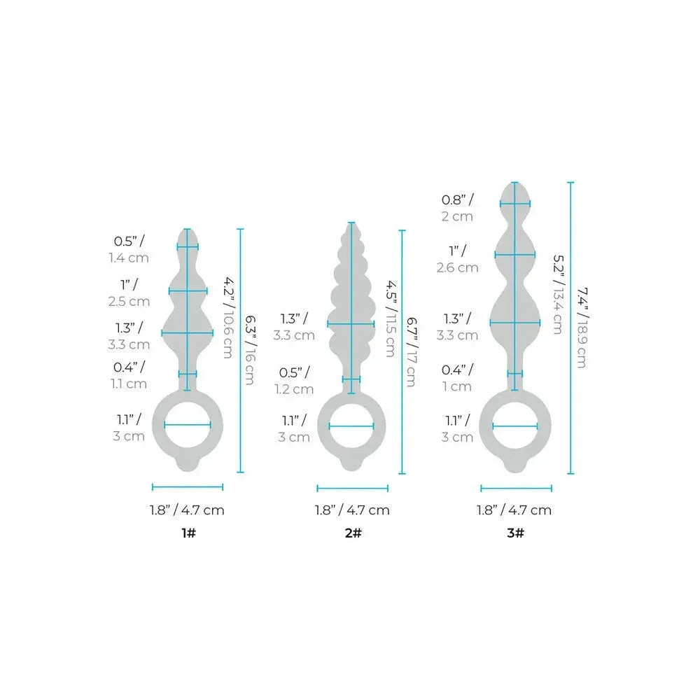 B-Vibe Beaded Butties Bundle - 3 Silicone Anal Plugs for Gradual Stimulation