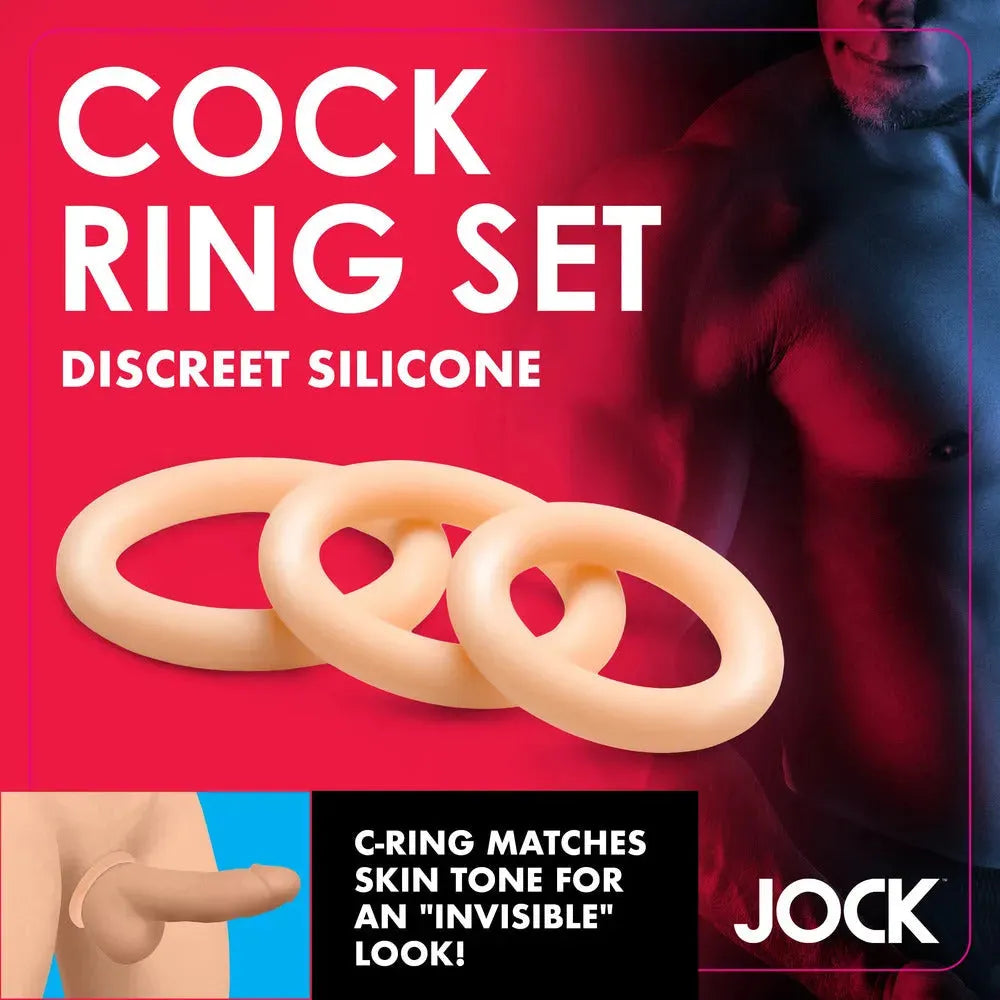 Jock Cock Ring Set - 3 Sizes in Stretchy Silicone for Enhanced Endurance