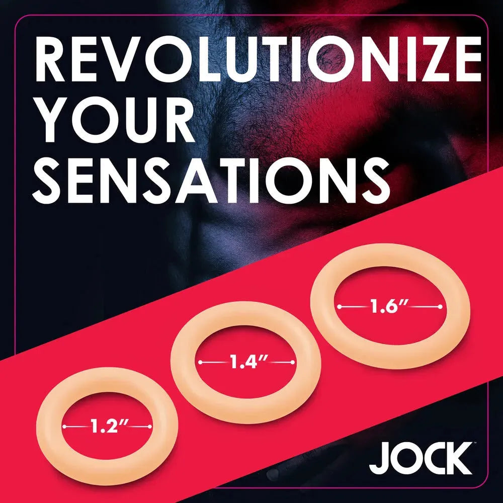 Jock Cock Ring Set - 3 Sizes in Stretchy Silicone for Enhanced Endurance