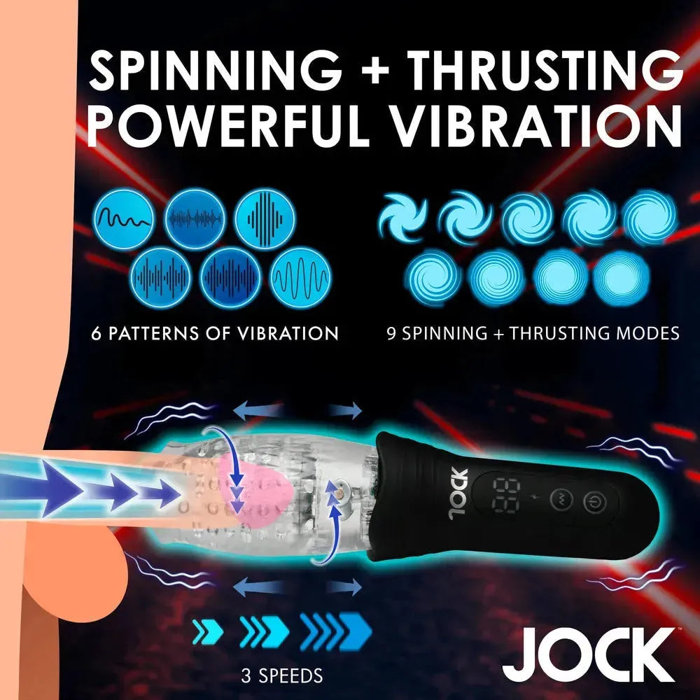 Jock Spinning, Thrusting &amp; Vibrating Masturbator – Intense 3-in-1 Action