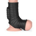 VIBRATING WAVE KNIGHTS RING WITH SCROTUM SLEEVE – BLACK