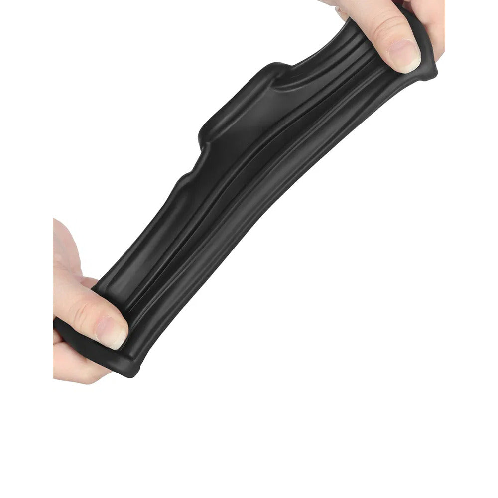 Lovetoy Ridge Knights Ring - Vibrating Black Sleeve for Penis &amp; Scrotum, Stretch Fit with Added Girth, UK Size 5.2 Inches