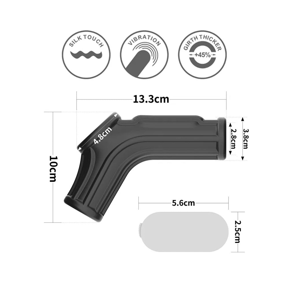 Lovetoy Ridge Knights Ring - Vibrating Black Sleeve for Penis &amp; Scrotum, Stretch Fit with Added Girth, UK Size 5.2 Inches
