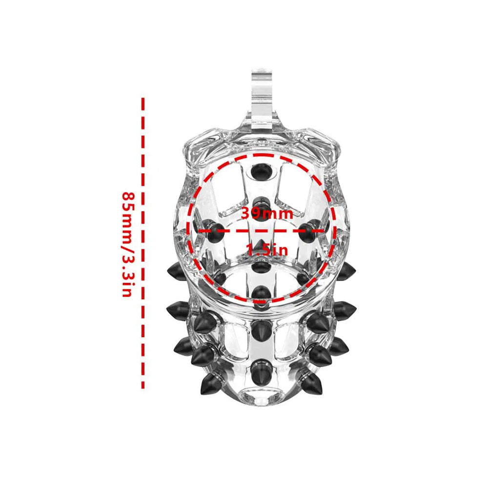 Rimba P-Cage PC09 - Medium Transparent Chastity Cage with 5 Ring Sizes &amp; Secure Locking Options