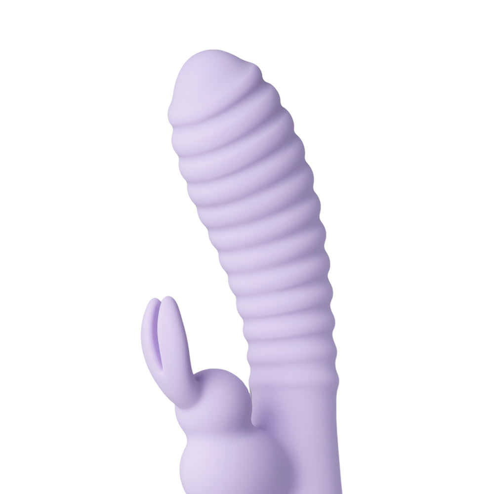12 Speed Rabbit Vibrator – Dual Stimulation in Firm Waterproof Silicone with Built-In Controller, Purple, 8.1 Inches