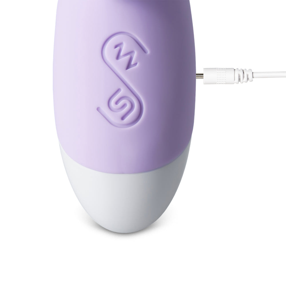 12 Speed Rabbit Vibrator – Dual Stimulation in Firm Waterproof Silicone with Built-In Controller, Purple, 8.1 Inches
