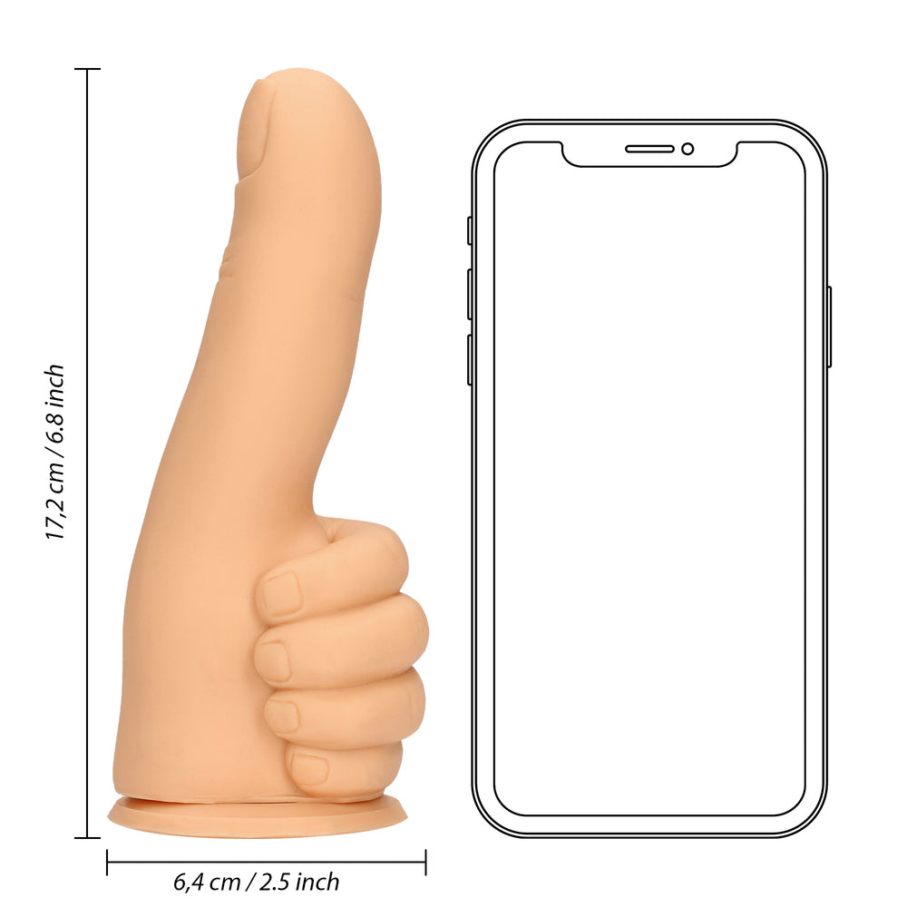 Thumbs Up Dildo – Flesh Pink, 6.7 Inch Silicone with Suction Cup