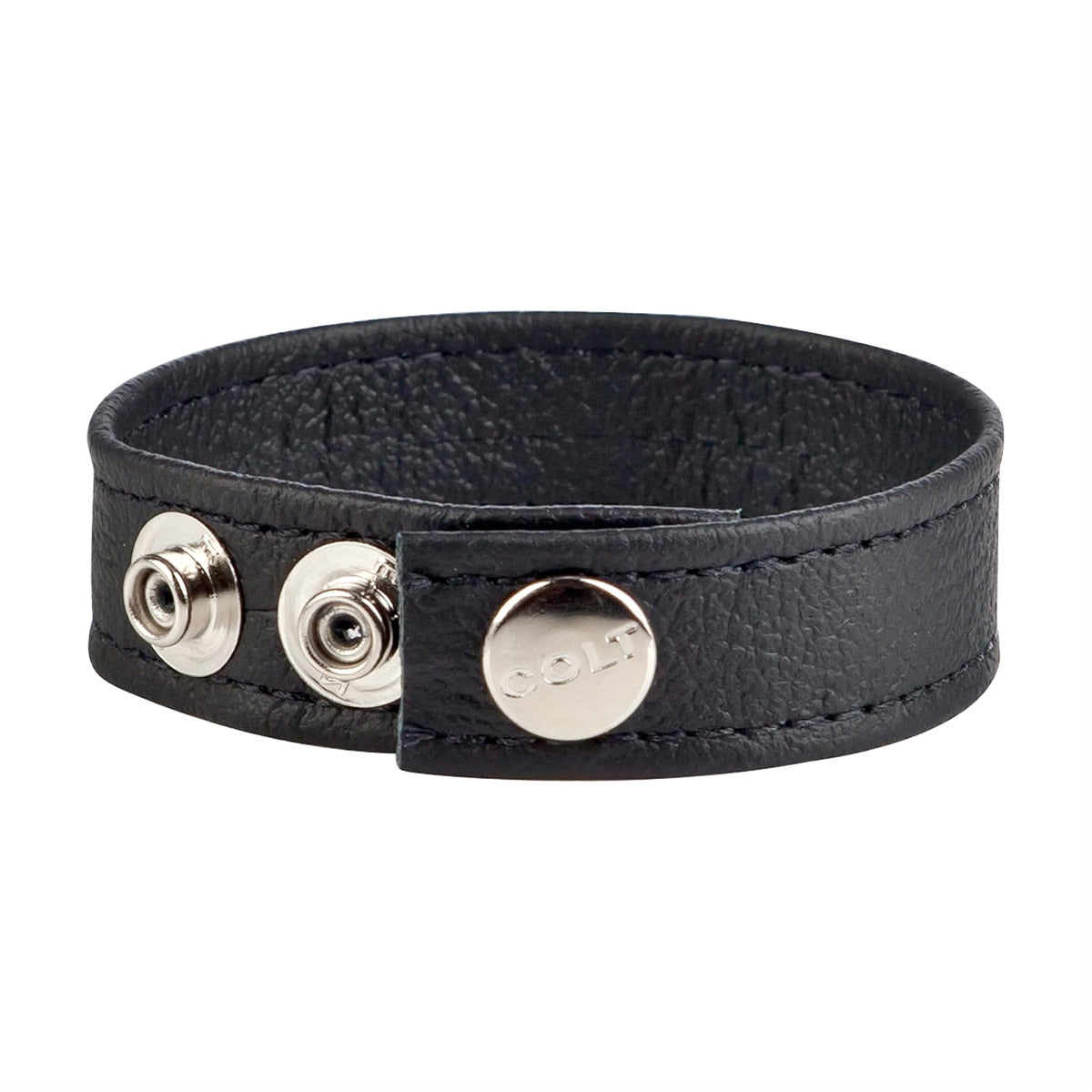 Adjustable 3 Snap Leather Strap – press stud detail