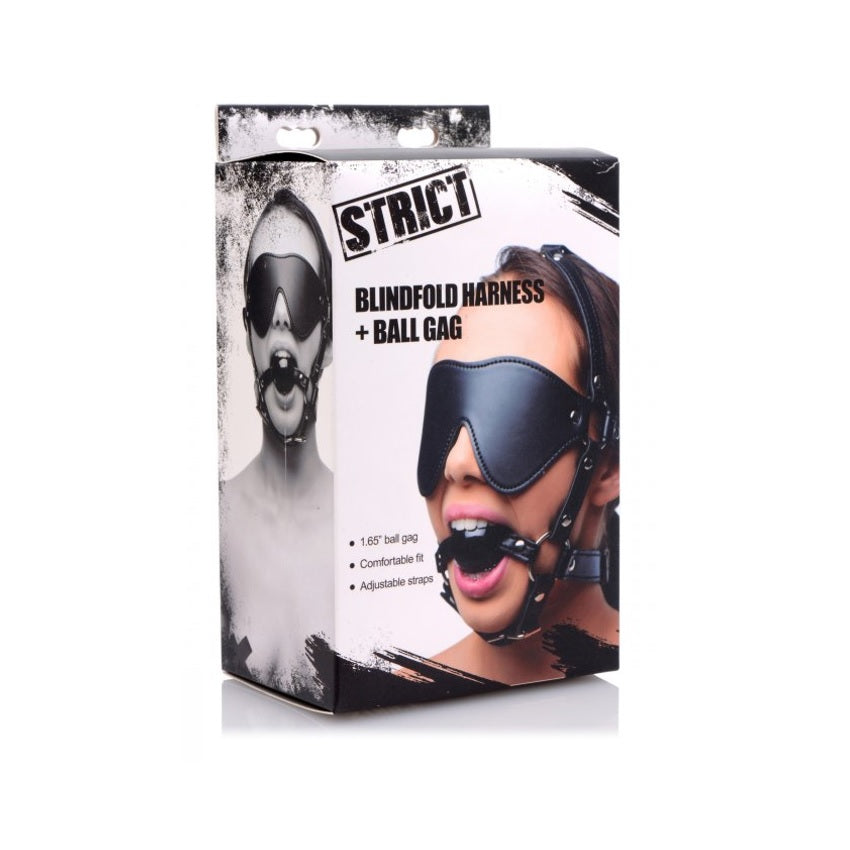 Blindfold Harness + Ball Gag – retail packaging