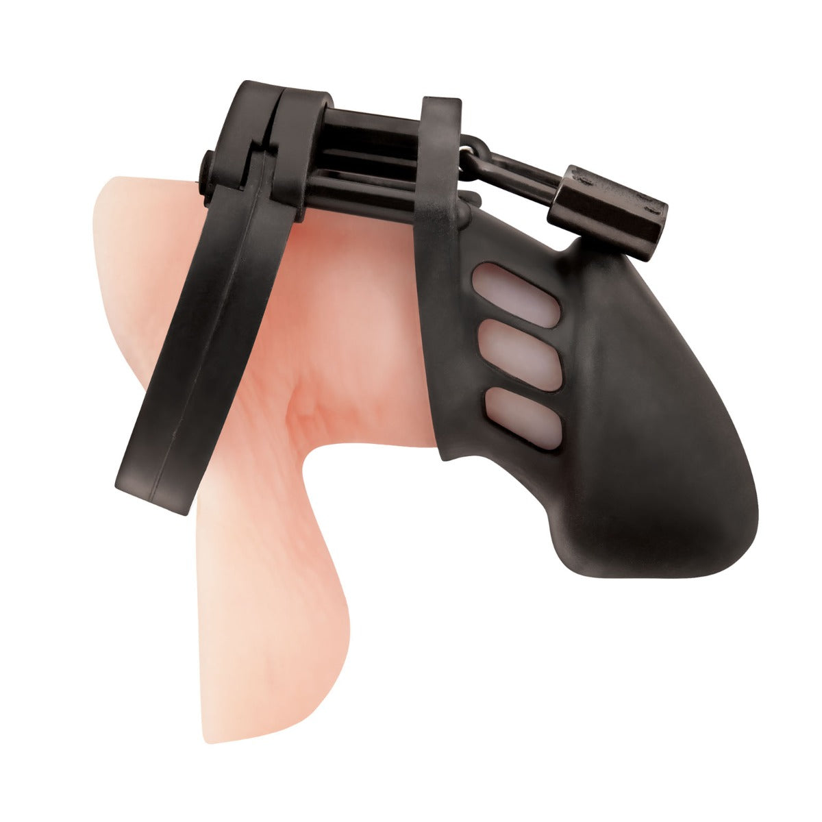 Blue Line Silicone Chastity Cage - Black – additional product view 