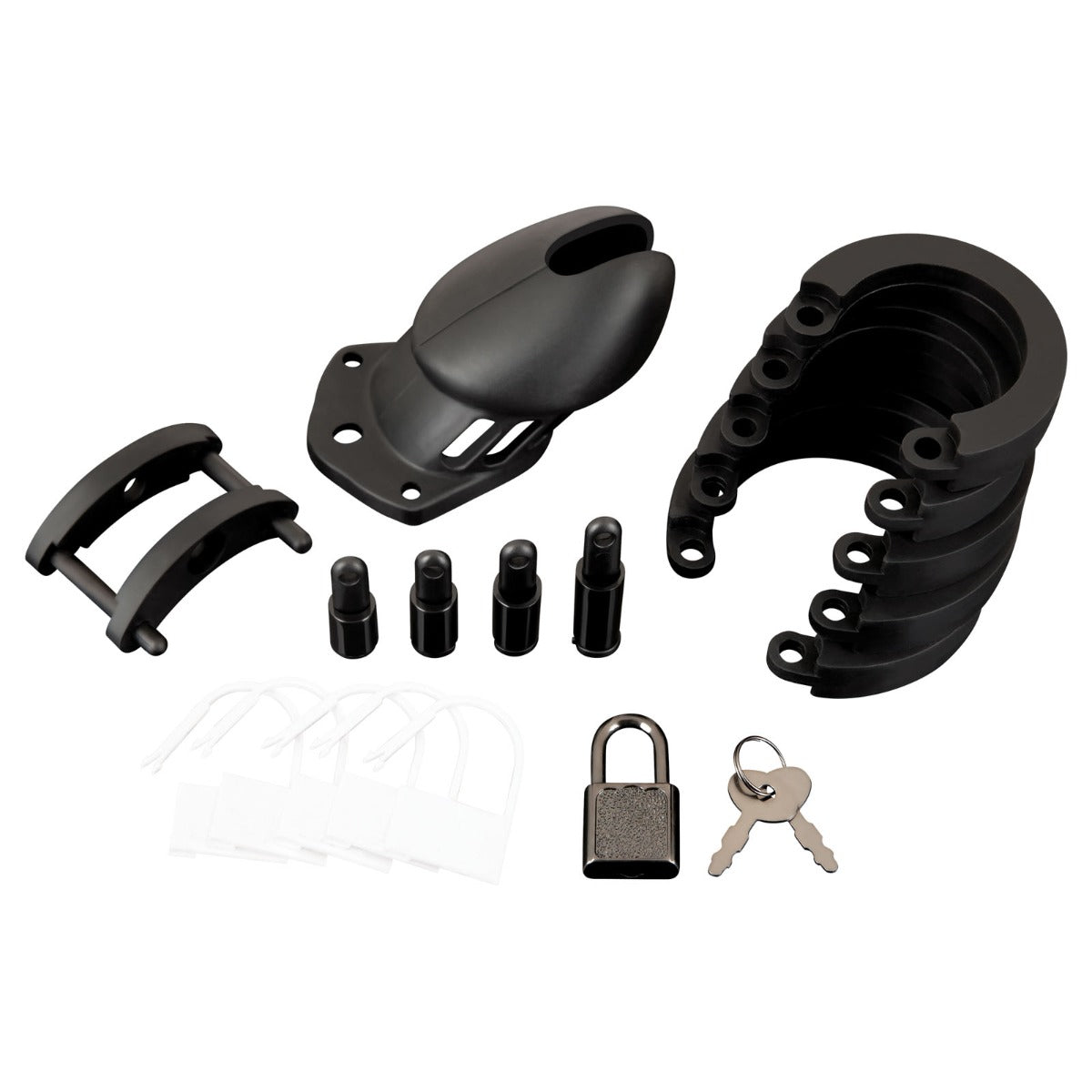 Blue Line Silicone Chastity Cage - Black – with retail packaging 