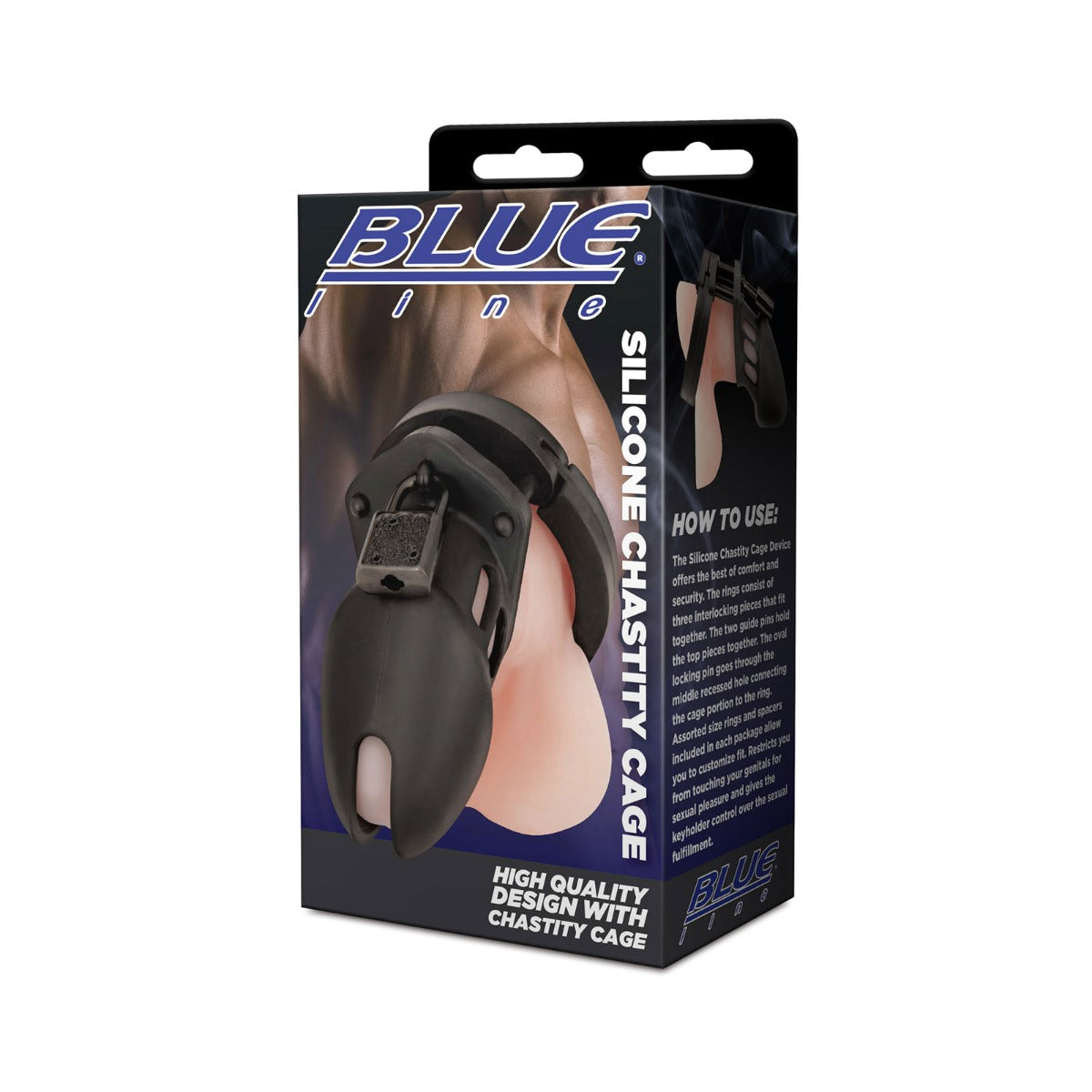 Blue Line Silicone Chastity Cage - Black – alternate view 