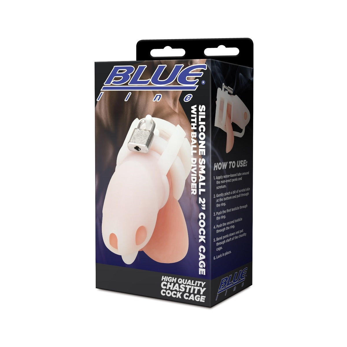 Blue Line Small 2" Cock Cage With Ball Divider - White – alternate view 